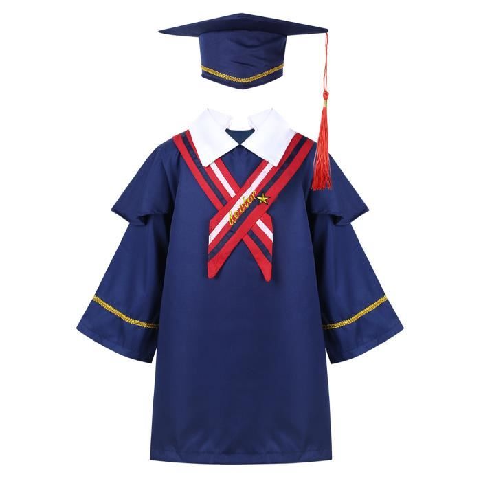 Deguisement Graduation Enfant Toque D Etudiant Robe Toge Remise De Diplome Chapeau De Diplome Avec Pendentif 3 12 Ans Bleu Fonce Cdiscount Pret A Porter