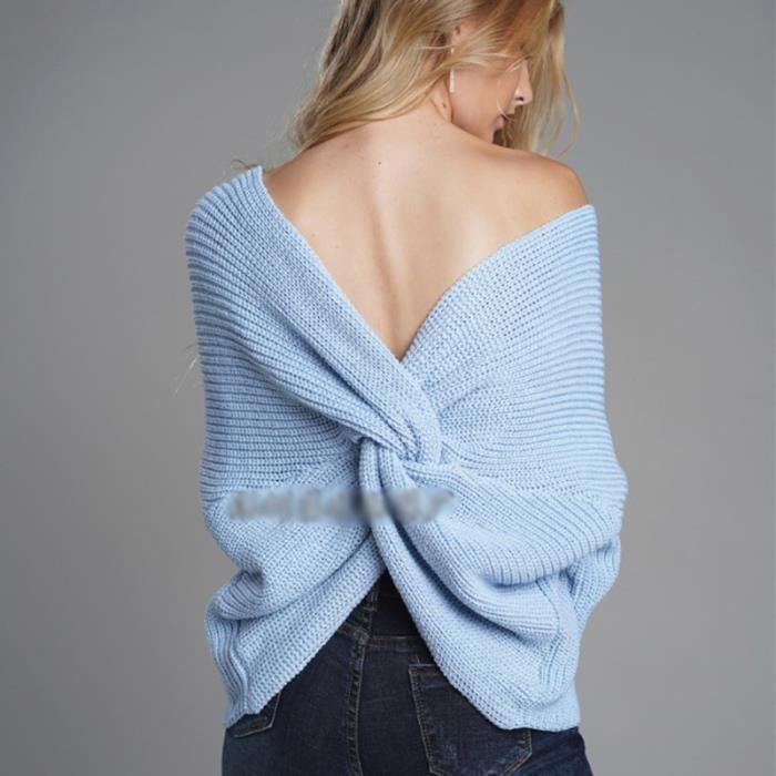 Pull Femme Pull crois dos ouvert sexy la mode personnalis