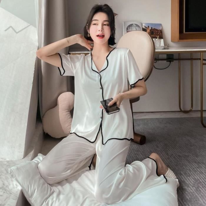 Pyjama en store soie rose