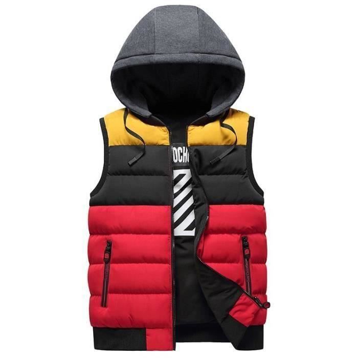 Doudoune Reversible Homme Hiver A Capuche Sans Manches Veste