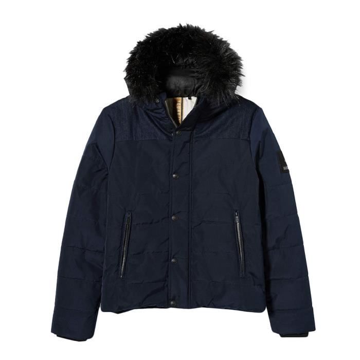 Doudoune capuche Marine Gar on IKKS XR41026 Bleu Cdiscount
