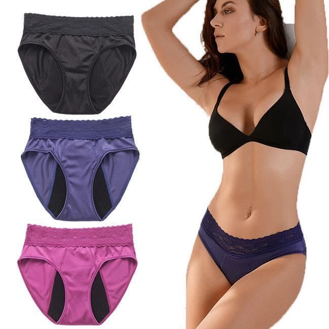 Culotte Menstruelle Taille Haute Dentelle Anti-fuite - Sous-vêtements Femme Respirants Confortables