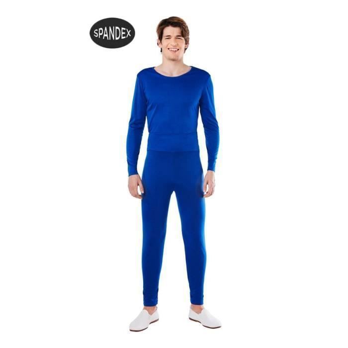 Ensemble 2 pi ces Spandex Justaucorps de couleur Bleu pour homme