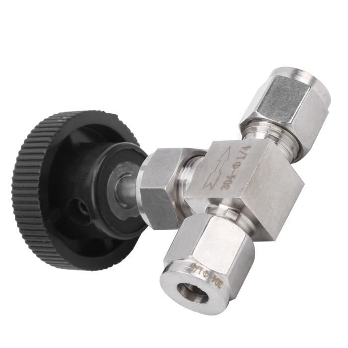 Vanne pointeau à chapeau intégral en laiton, Cv de 0,37, filetage NPT mâle 1/4 po x raccord pour Vanne pointeau à chapeau intégral en laiton, Cv de 0,37, filetage NPT mâle 1/4 po x raccord pour