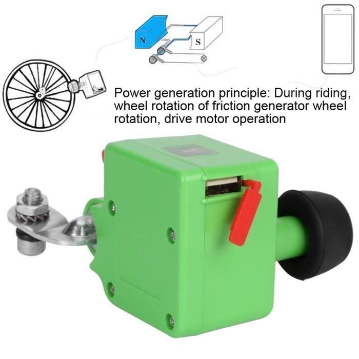 Générateur de vélo électrique ROKOO - VTT - Avant ou arrière - Batterie rechargeable 1000mAh - Vert