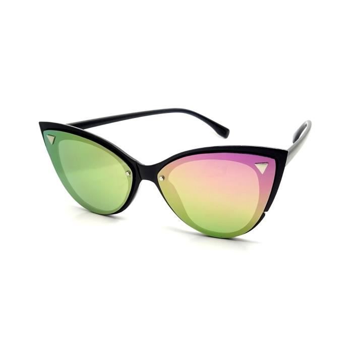 Lunettes Soleil Pointu Flashy Miroir Papillon Femme Christian il Chat CATEYES Rose