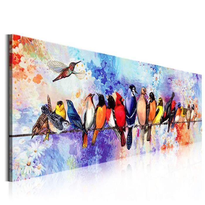 D Oiseaux Heureux Tableau Decoratif Mural Impression Sur Toile Dessin D Ornement Moderne Photo Image Peinture Susp Achat Vente Tableau Toile Cdiscount