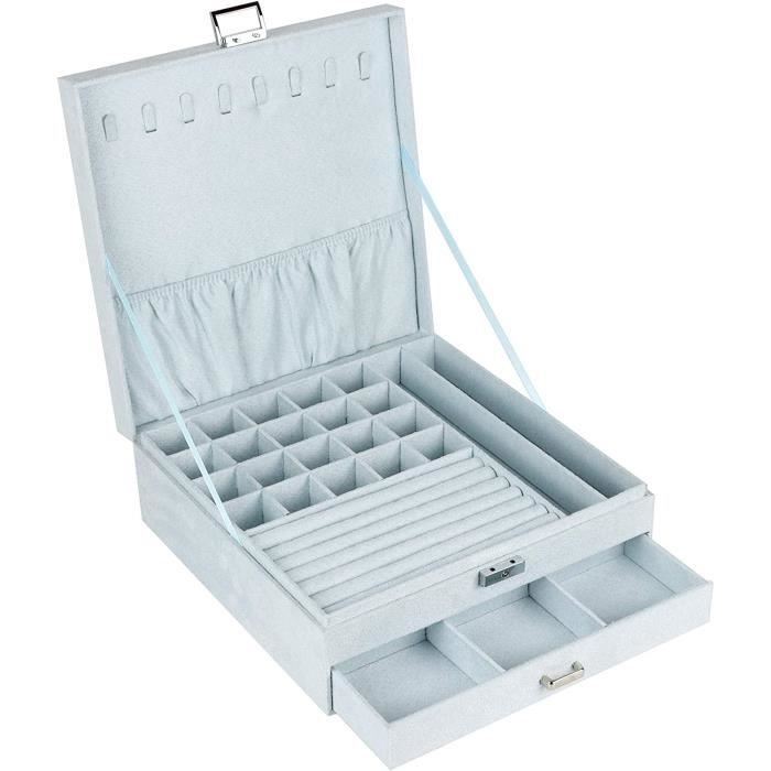Boîte Verrouillable à 2 Étagères Avec Serrure à Combinaison - ABS Blanc 34x29x12 Cm - Pour Médicaments, Bijoux, Objets De Valeur