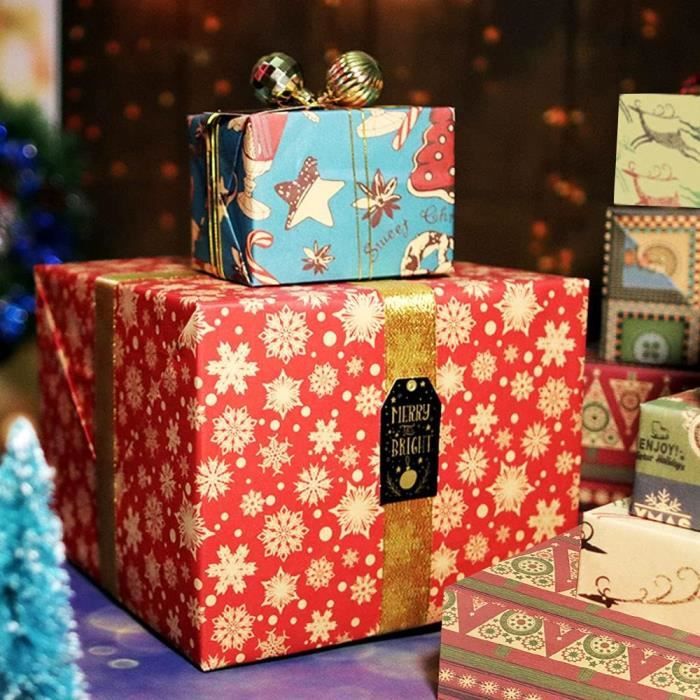 ANTHYTA 20 Pcs Papier Cadeau Noel en 5 Motifs Papier d'Emballage