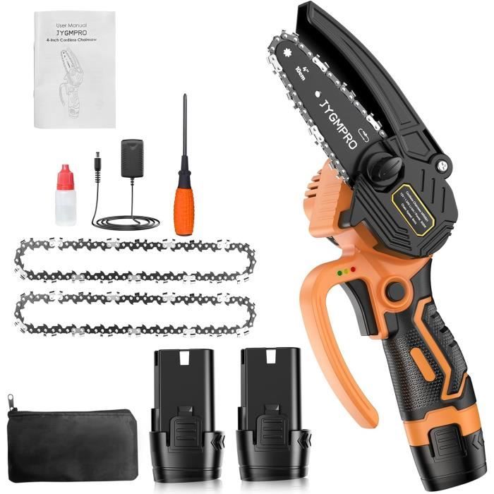 Tronçonneuse Sans Fil SeeSii 12" 10000mAh – Moteur Brushless 1200W, 2 Batteries 5.0Ah, Lubrification Auto, Tension Chaîne Sans Outil
