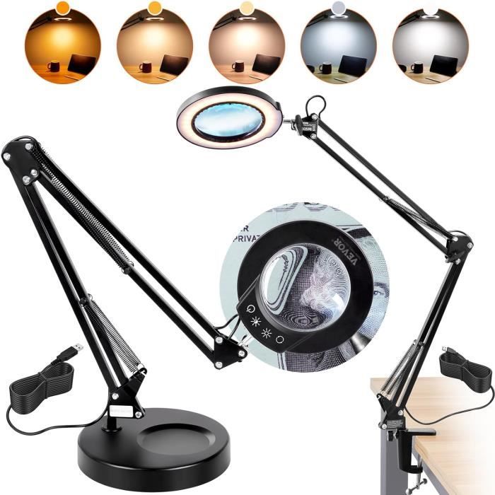 Lampe Loupe 10X Towwoo – 72 LED 3 Couleurs, 10 Intensités, Support & Clip, Idéale Lecture & Couture