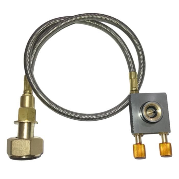 Huairdum Valve de gonflage de réservoir d'essence, réservoir Long Adaptateur de cuisinière à gaz Recharge Adaptateur de Tuyau pour Pique-Nique de Camping en Plein air