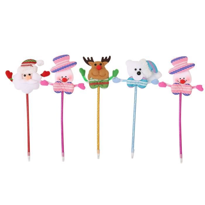 Lot De 3 Stylos à Bille De Noël - Pointe 1,0 Mm - Motifs Père Noël, Renne, Bonhomme De Neige - 19 Cm