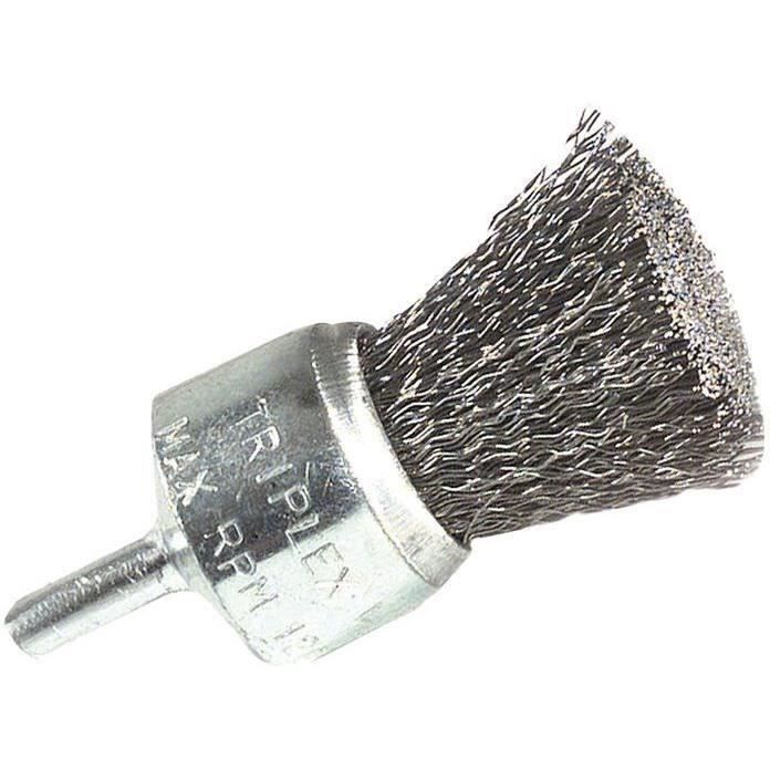 Brosse pinceau - TIVOLY - métal - fils acier ondulés - décapage - diamètre 18 mm