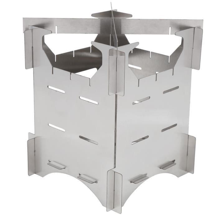 Poêle à Bois Portable En Inox - Mini Cuisinière Camping Randonnée Survival Outdoor, Cuisson Brindilles, Ventilation Optimale, Compacte 10x10x12.7cm