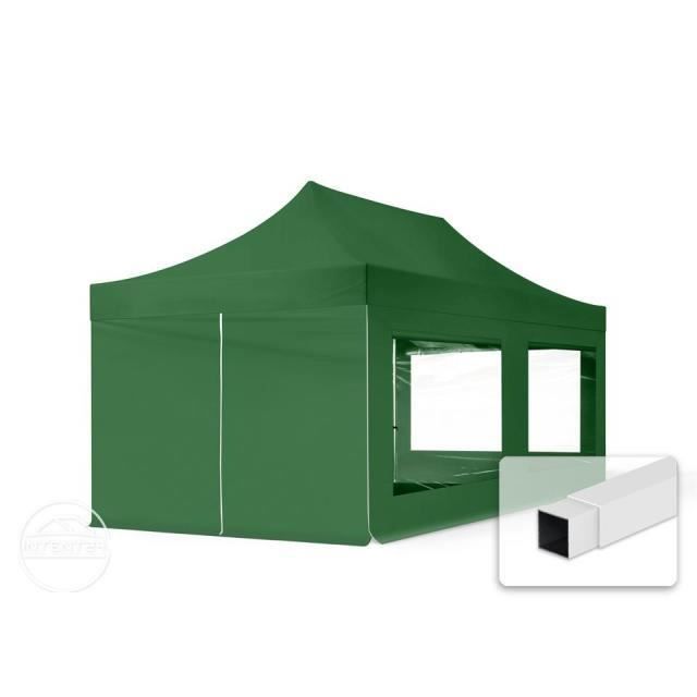 Tente pliante TOOLPORT 3x6 m - Acier, PES 300g/m² - Vert foncé - Qualité européenne