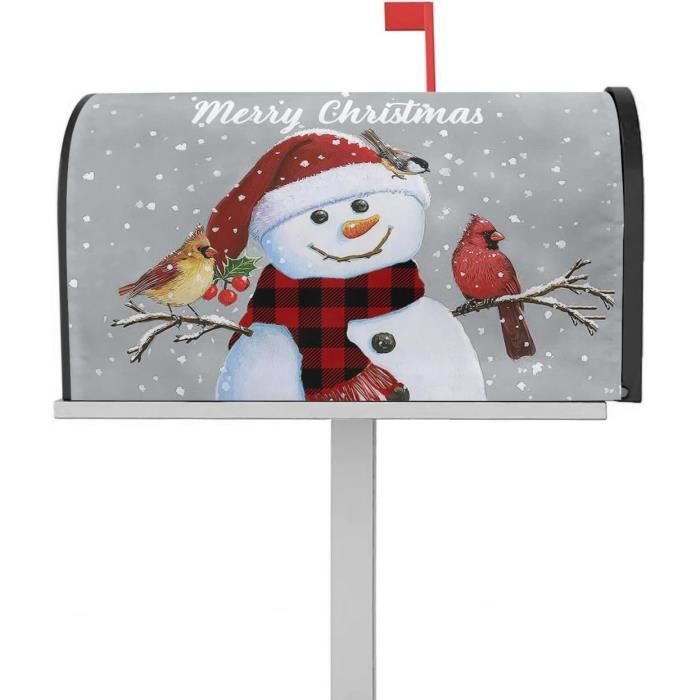 Boîte Aux Lettres De Noël – Bleue, Forme Bonhomme De Neige En Bois – Neuve