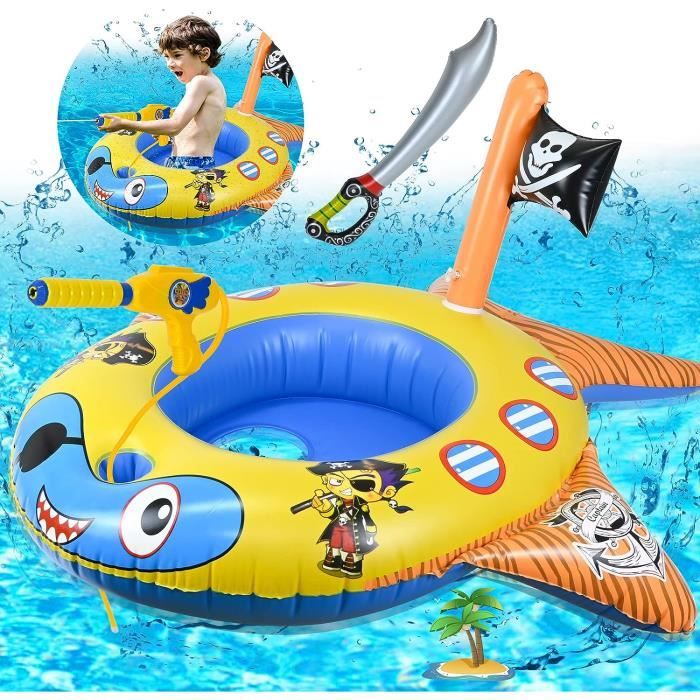 Bateau Pirate Gonflable JORMFTTE, Flotteur De Piscine Pour Enfants Avec Pistolet Int Gr Gonflable Antid Rapant Pour Les Enfants Ag S 45057 B