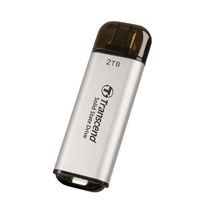 Transcend ESD300S - SSD - 2 To - externe (portable) - USB 3.2 Gen 2x1 (USB-C connecteur) - argent