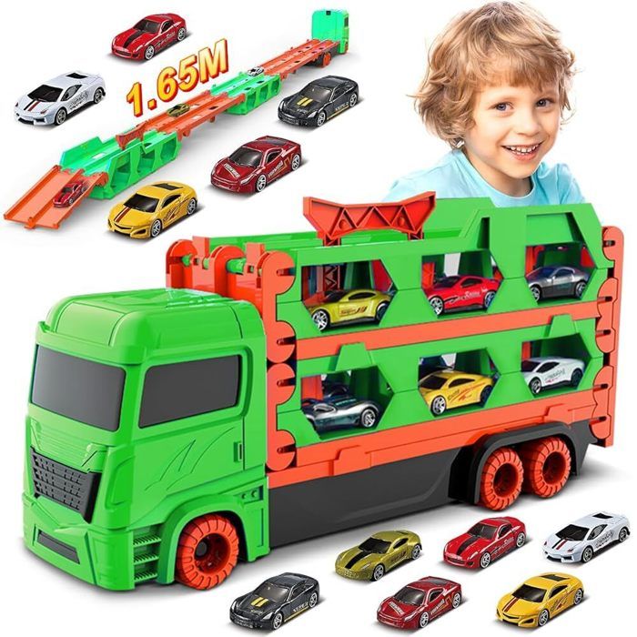 Vatos Camion de Transport TOY CAR pour 3+ans garçon, Piste pour 6