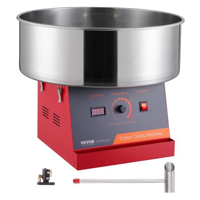 VEVOR Machine à Barbe à Papa Électrique 1000W Bleue - Commerciale Avec Bol Inox, Parfaite Pour Fêtes