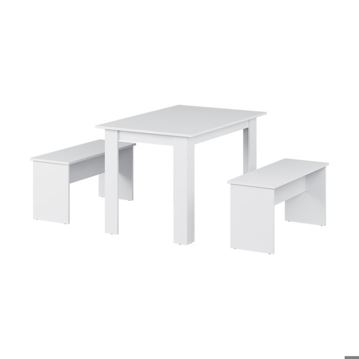Ensemble Salle à Manger VICCO ROMAN - Table Et Banc Angle, Blanc, Neuf, En Panneau Aggloméré