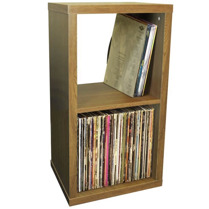 CUBE 2 etageres de rangement vinyls LP finition chene Cdiscount