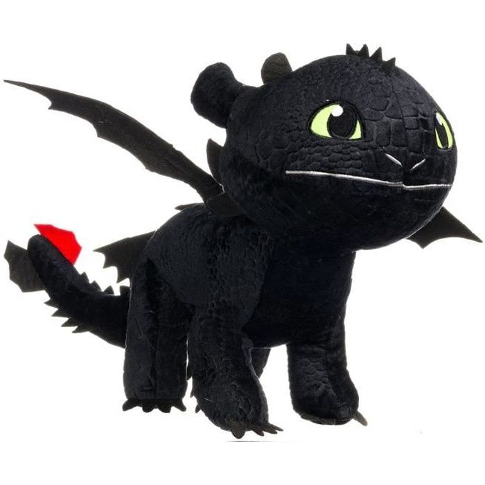 Peluche Dragon Krokmou Toothless 40x12x32 cm - WHITE HOUSE - Plush - Noir