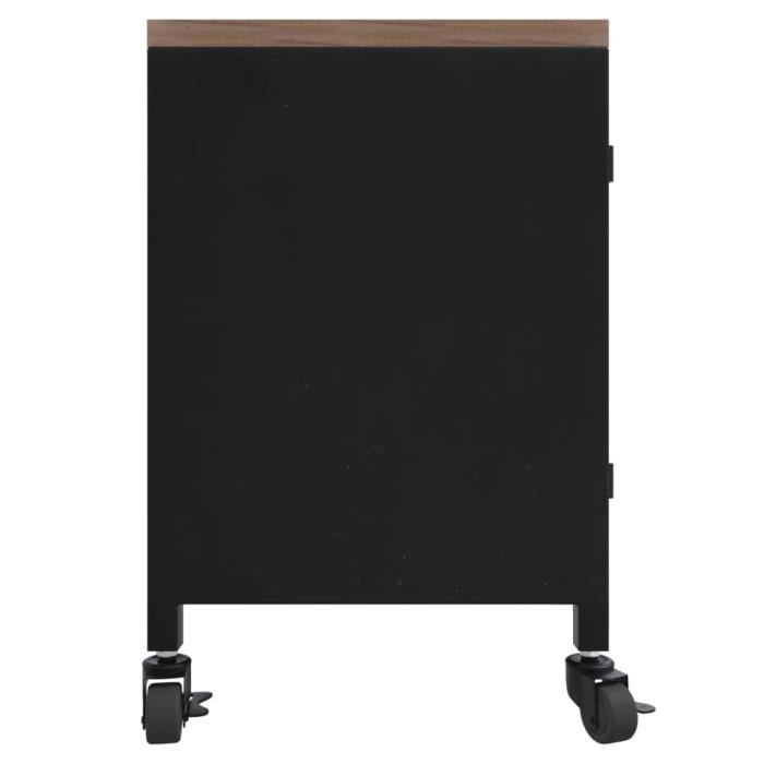rho - meubles - meuble tv noir 110x30x43 cm fer et bois de pin massif - haute qualite - dx0887