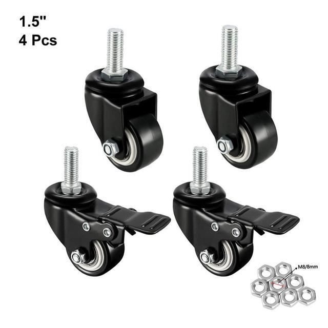Roulettes Universelles Pivotantes 360° - Charge 80kg Filetage M8 - Pour Meubles - FITUEYES