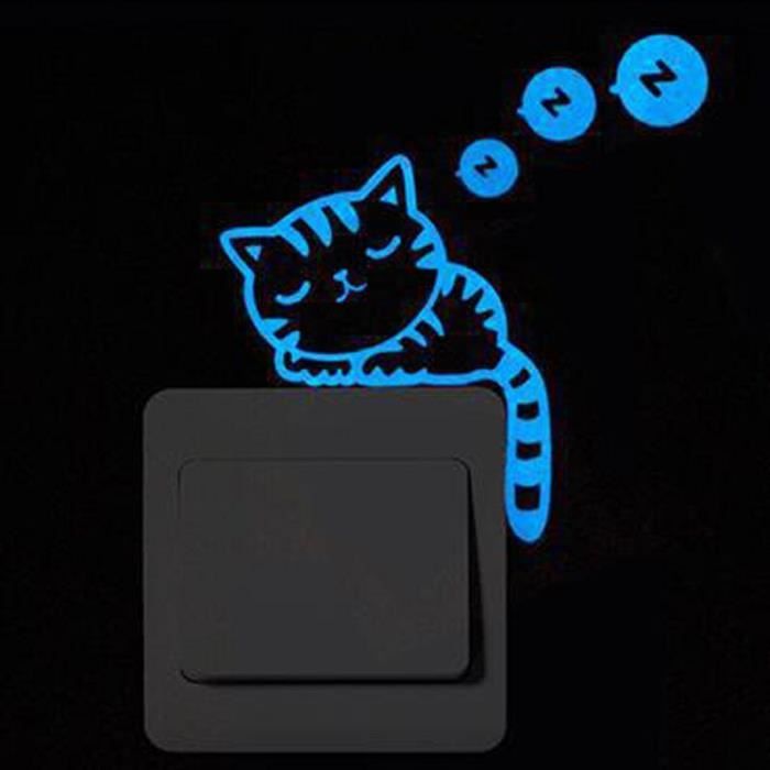 10 Autocollants Interrupteur Lumineux Chat - Décorations Murales Nocturnes | Pour Chambre Et Salon
