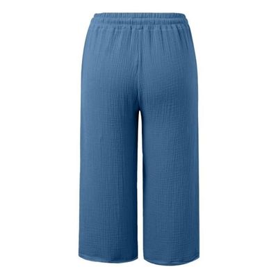 Pantalon Femme Lin/coton 3/4 Taille Haute - Décontracté, Respirant, élastique, Cordon, Pour Plage/loisirs