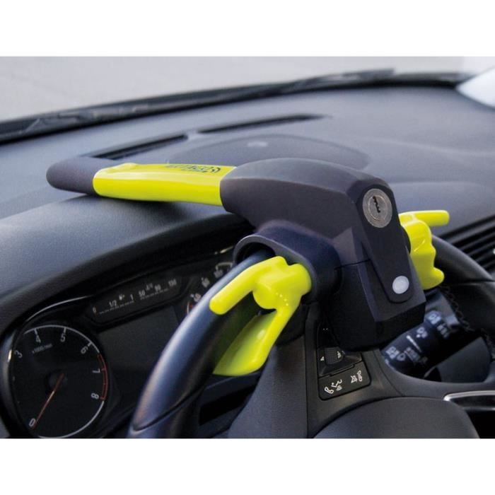 Antivol Volant Voiture QWORK - Bloque-Volant Acier, Réglable 67-81.5cm, Pour Voiture Et Camping-car