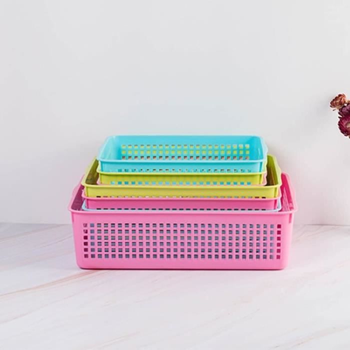 Yarebest Lot De 4 Paniers De Rangement En Plastique Pour Bureau Gris