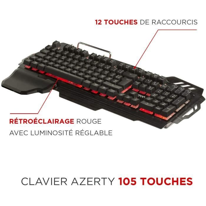 nacon clavier mecanique AZERTY gaming filaire usb CL510 retro eclairé PC neuf