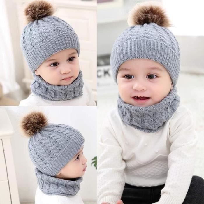 BONNET - CAGOULE - CHAPKA - BERET - KEPI - CACHE OREILLE Ensemble Bonnet  Echarpe pour Bébé Pompom Tricoté Bonnet et Chaud Cache-cou - Cdiscount  Prêt-à-Porter