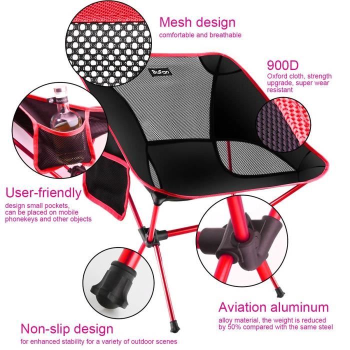 Chaise De Camping Pliante Ultralégère – Hauteur Réglable, Assise En Mesh, Capacité 150 Kg, Pour Pêche, Randonnée, Alpinisme (gris)