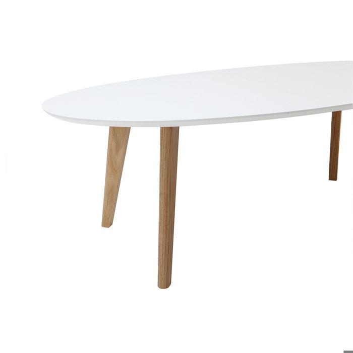 Miliboo - Table basse ovale scandinave blanc et bois clair chêne L120 ...