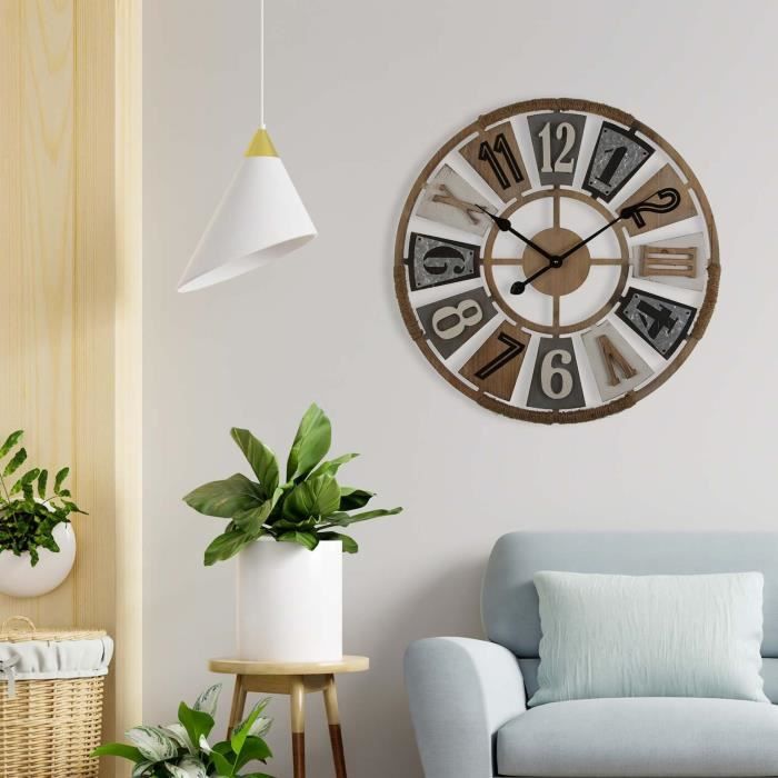 Horloge Murale Lafocuse 30cm Noir - Chiffres 3D Silencieuse - Pendule Moderne Pour Cuisine/Salon
