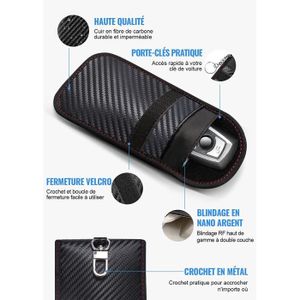 Boîte Faraday Lanpard Keyless Go - Lot De 2 - Protection Signal Voiture/Cartes - 18.2x13.2x7cm - Cuir/Bois