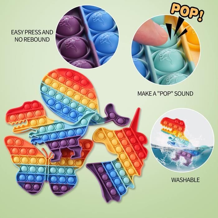 Pop it Fidget Toys Geant Pack Push Pop Bubble Sensory Toy Arc-en