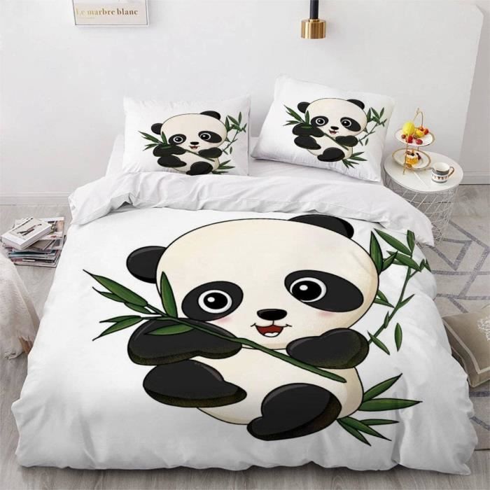 Housse De Couette 140X200 Panda 3D Motif 3 Pi ces Parure De Lit 1