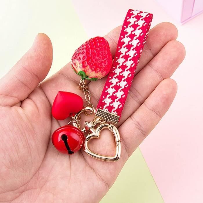 Porte-clés Pendentif Fraise En Métal Argenté - Neuf Avec étiquettes - Marque Onwomania
