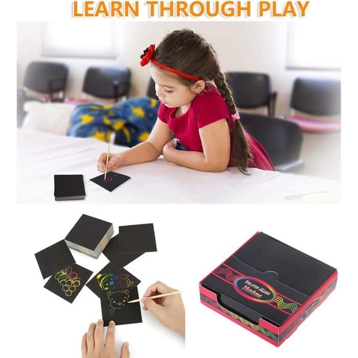 Art à Gratter 2 Packs - Carte Scratch Art Pour Enfants Avec Gabarits Et Stylets En Bois
