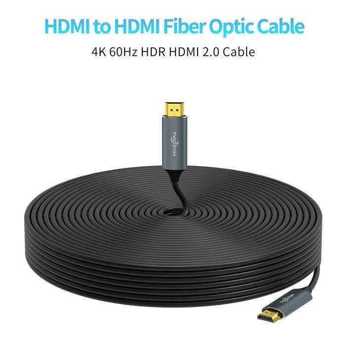 Fibre Optique Câble Hdmi 20M,Cl2 8K Fibre Optique Hdmi 2.1 Câble Haute