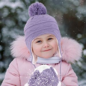 Ensemble Hiver Enfant 3 En 1 – Bonnet Pompon + Gants Tactiles + Écharpe Doublée Polaire, Chaud & Coloré Arc-en-Ciel, 0-8 Ans Fille Garçon