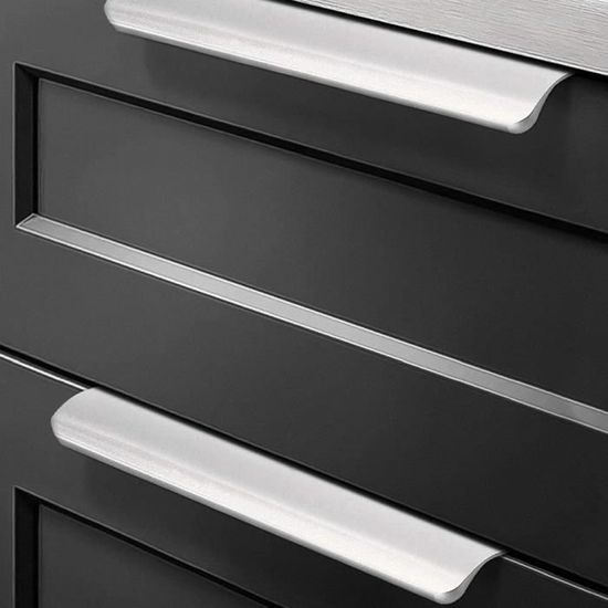 Salon Noir 15x4cm Lot de 4 Poignée de Meuble Invisible en Alliage D'aluminium Pour Armoires de Cuisine Poignée Dissimulée en Aluminium 