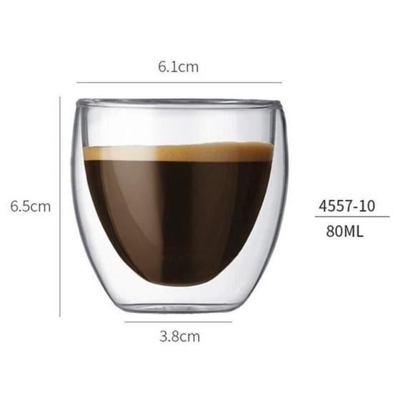 à double paroi Verres à café, ChangM Espresso Tasses à café à double paroi  à verres, 4*250Ml+4*80ml. 8PCS