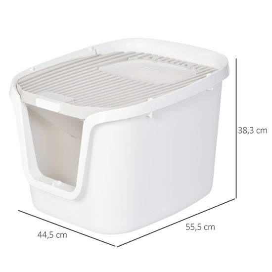 Maison De Toilette Pour Chat Bac A Litiere Chat Double Porte Battante Et Superieure Filtre Odeur Pelle Fournis Blanc Gris Cdiscount