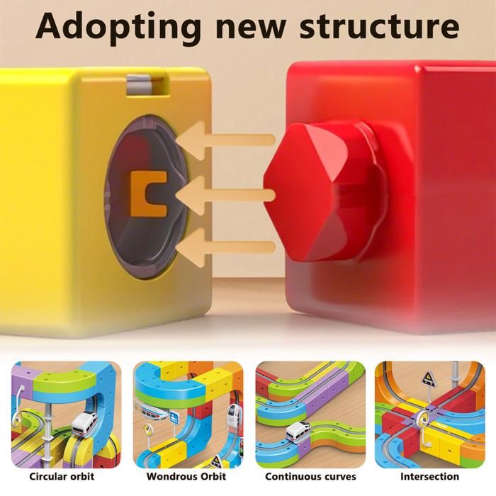 Circuit Voiture - Train Électrique À Construire Avec Pistes Modulaires - 81 Pièces En Plastique - USB Rechargeable - Jouet Éducatif - Jeux - Jouets